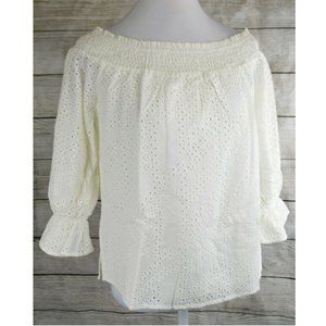 Eva Longoria Off-Shoulder Blouses Top Shirt Eyelet